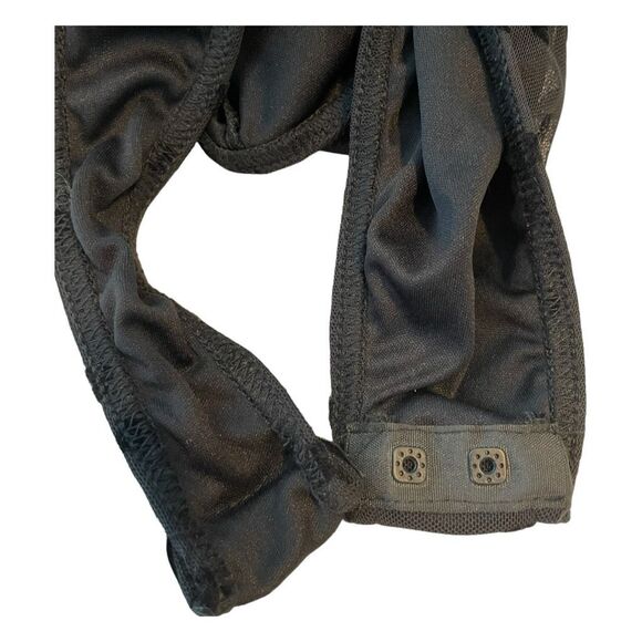 PrettyLitteThings Polka Dot Mesh Bodysuit Black Square Neck Long Sleeve Lined 4 - Picture 6 of 10